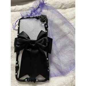 iPhone 13 Pro Max Phone Case. Fancy Black Bow Design. Brand New